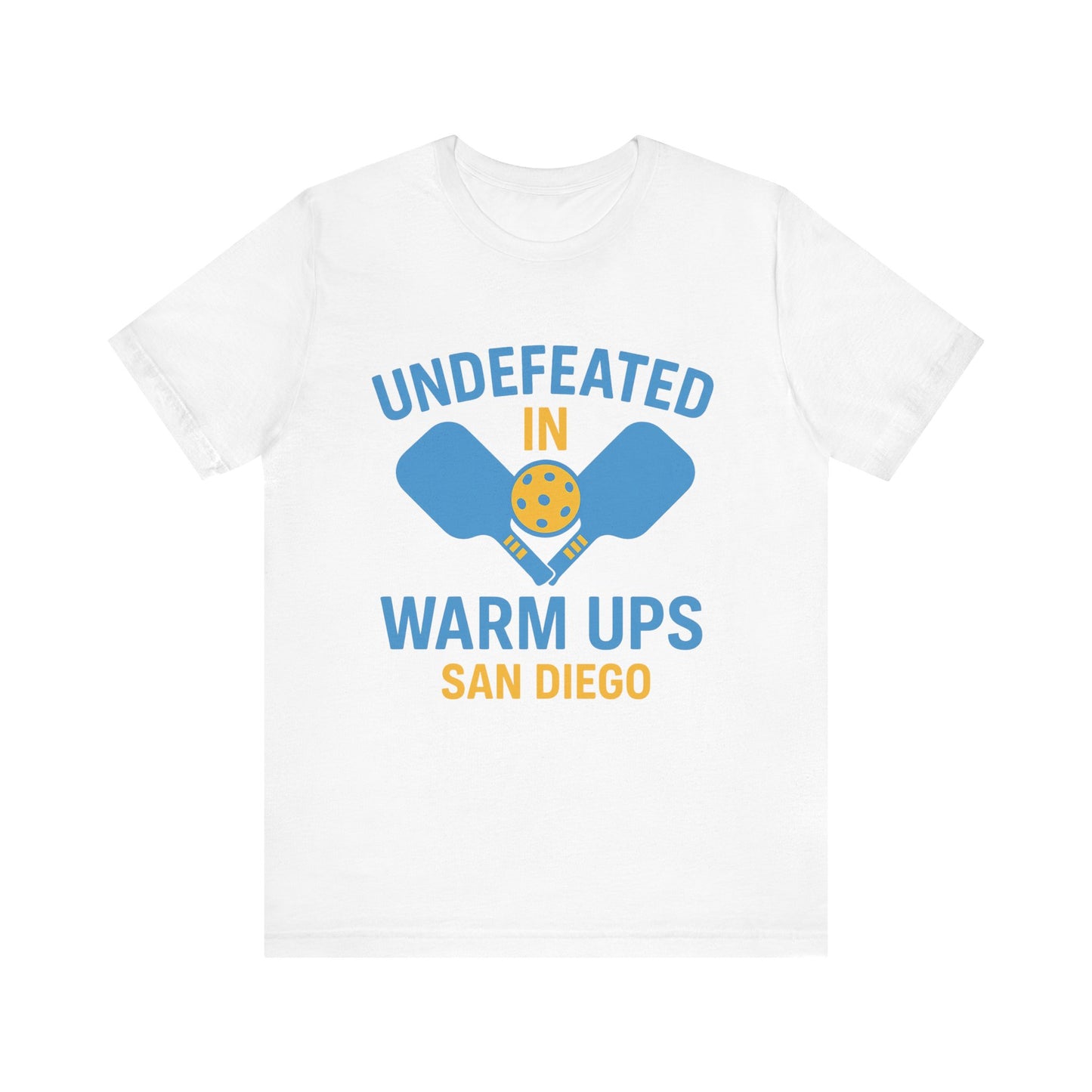 Unisex Pickleball Tee - Undefeated in Warm Ups, Sporty T-Shirt for Athletes, Fun Gift for Pickleball Lovers, Casual Wear, Team Tee