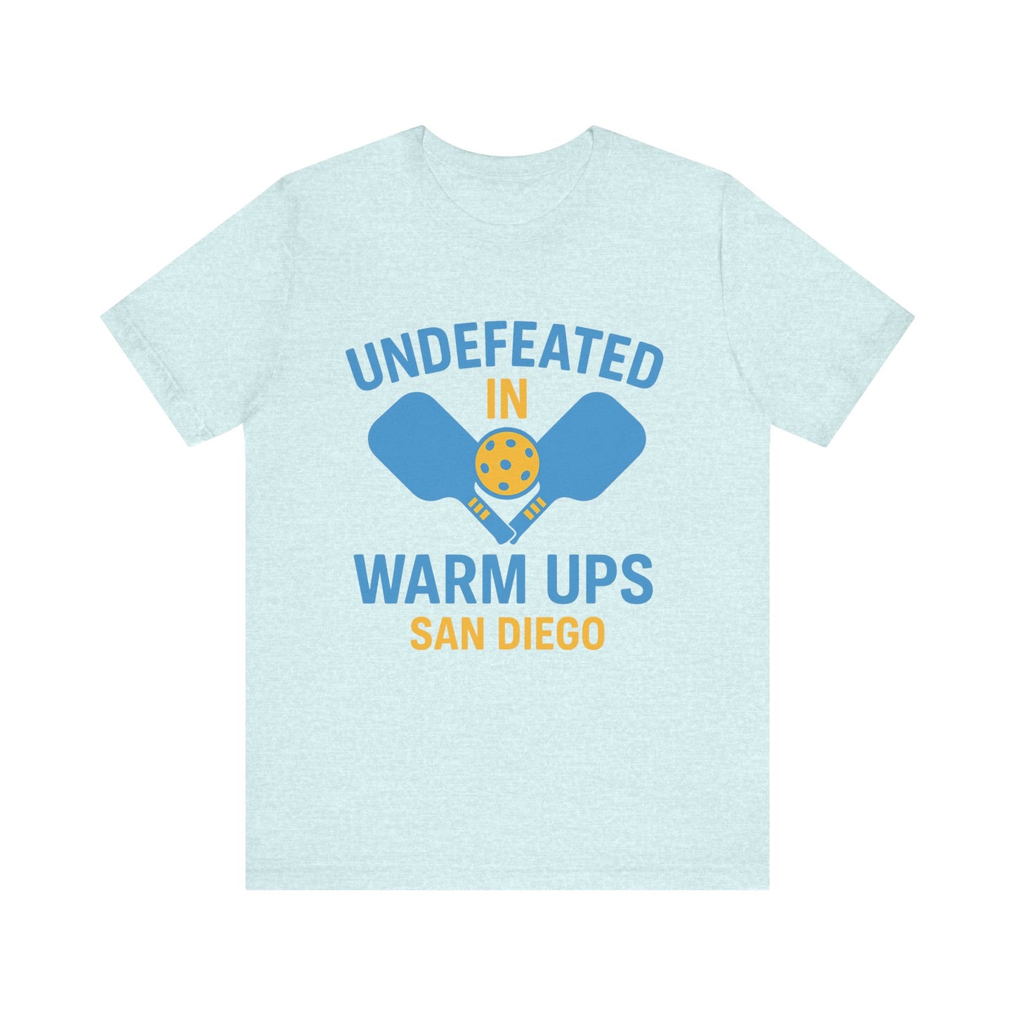 Unisex Pickleball Tee - Undefeated in Warm Ups, Sporty T-Shirt for Athletes, Fun Gift for Pickleball Lovers, Casual Wear, Team Tee