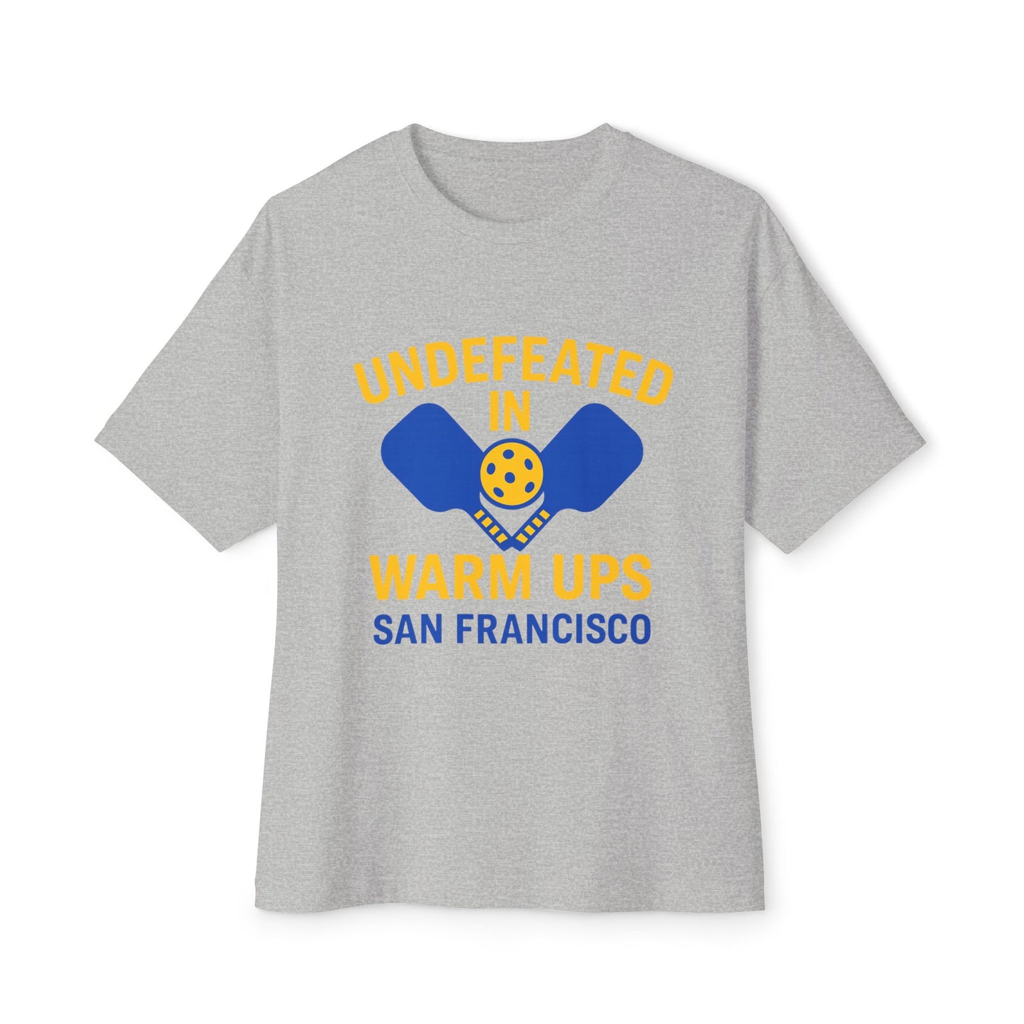 Copy of Copy of Undefeated in Warm Ups Tee - Unisex Oversized Boxy T-Shirt, Pickleball Apparel, Sporty Gift, Summer Style, Casual Wear, Outdoor Activities