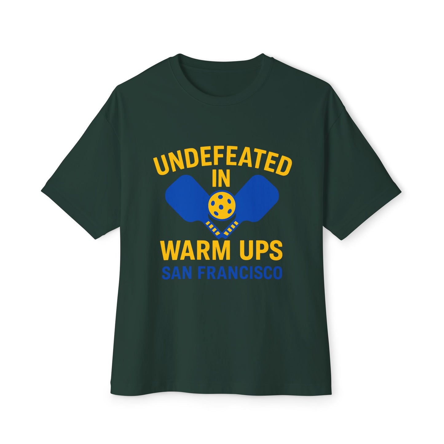 Copy of Copy of Undefeated in Warm Ups Tee - Unisex Oversized Boxy T-Shirt, Pickleball Apparel, Sporty Gift, Summer Style, Casual Wear, Outdoor Activities