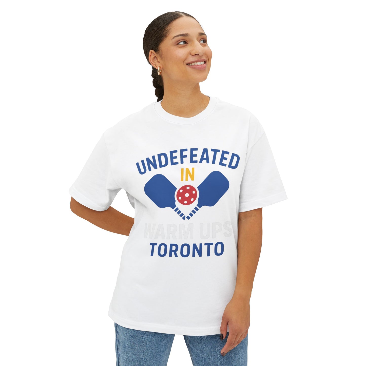 Copy of Copy of Copy of Undefeated in Warm Ups Tee - Unisex Oversized Boxy T-Shirt, Pickleball Apparel, Sporty Gift, Summer Style, Casual Wear, Outdoor Activities
