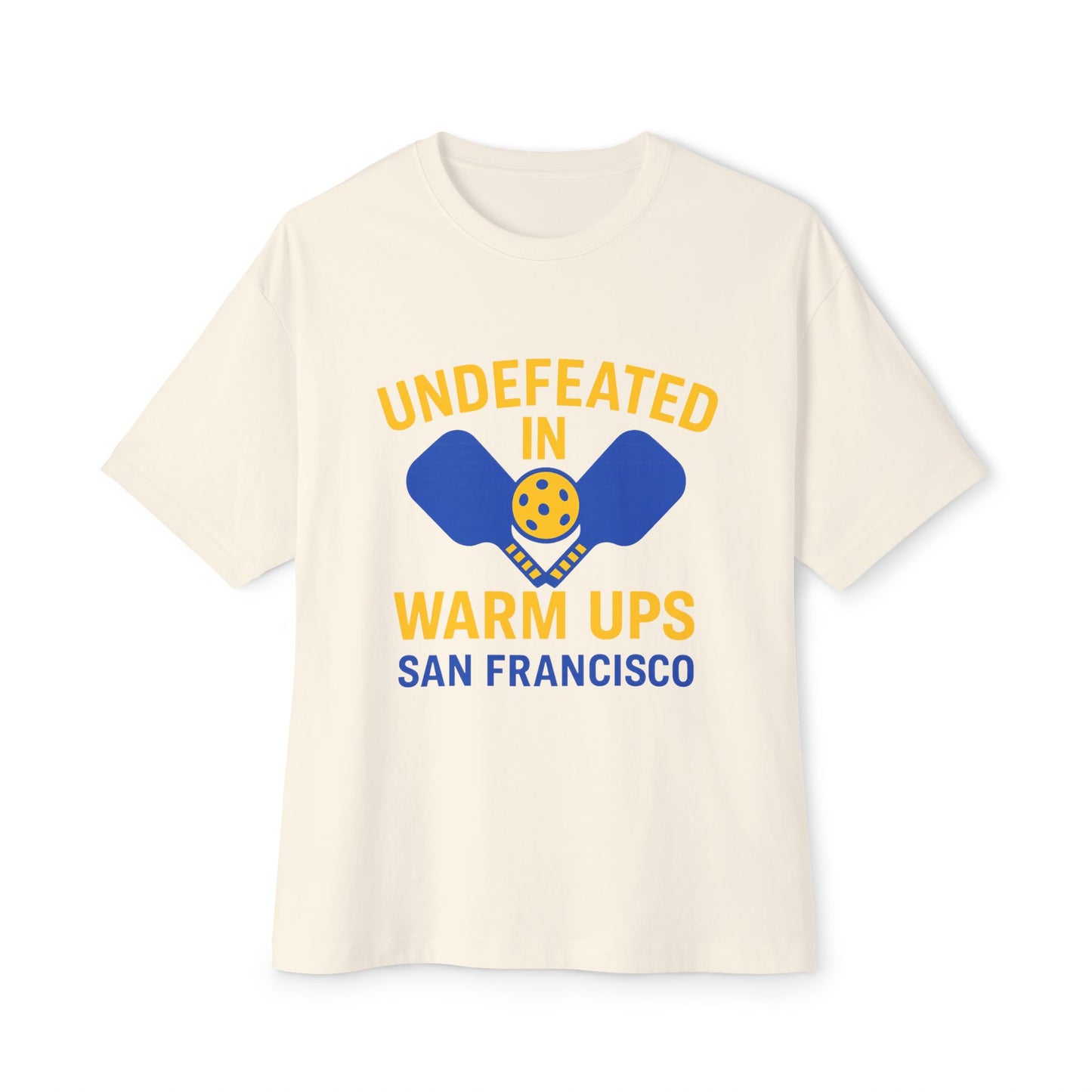 Copy of Copy of Undefeated in Warm Ups Tee - Unisex Oversized Boxy T-Shirt, Pickleball Apparel, Sporty Gift, Summer Style, Casual Wear, Outdoor Activities