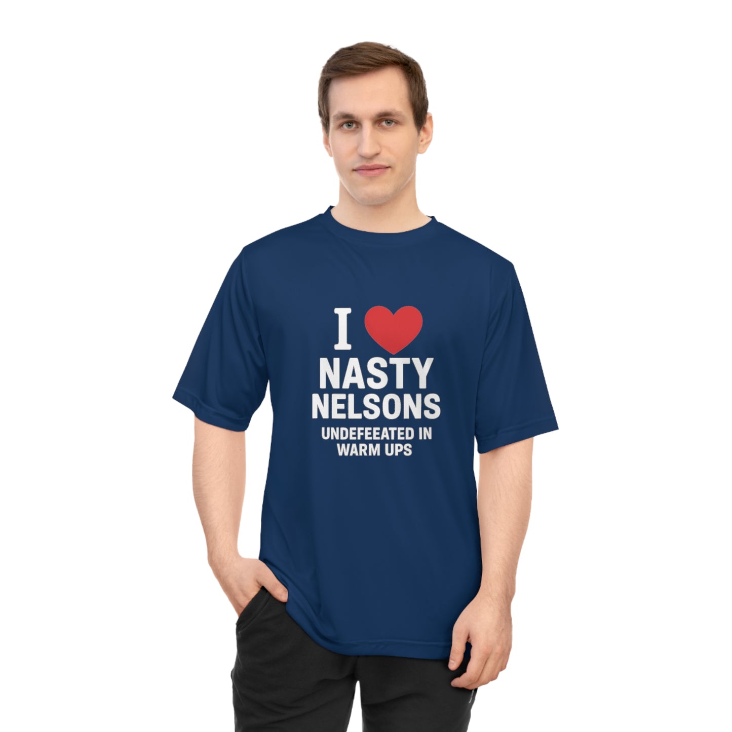 I Love Nasty Nelsons Performance T-Shirt, Unisex Workout Tee, Personalized Gym Shirt, Gift for Fitness Lovers, Funny T-Shirt, Casual Wear