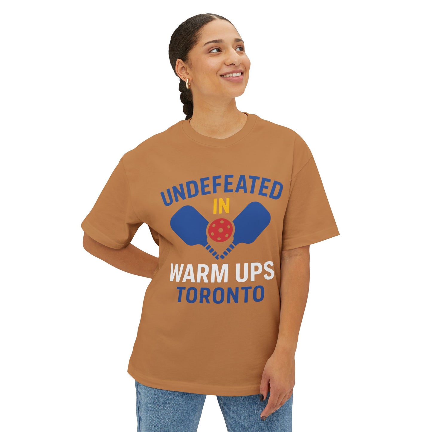 Copy of Copy of Copy of Undefeated in Warm Ups Tee - Unisex Oversized Boxy T-Shirt, Pickleball Apparel, Sporty Gift, Summer Style, Casual Wear, Outdoor Activities