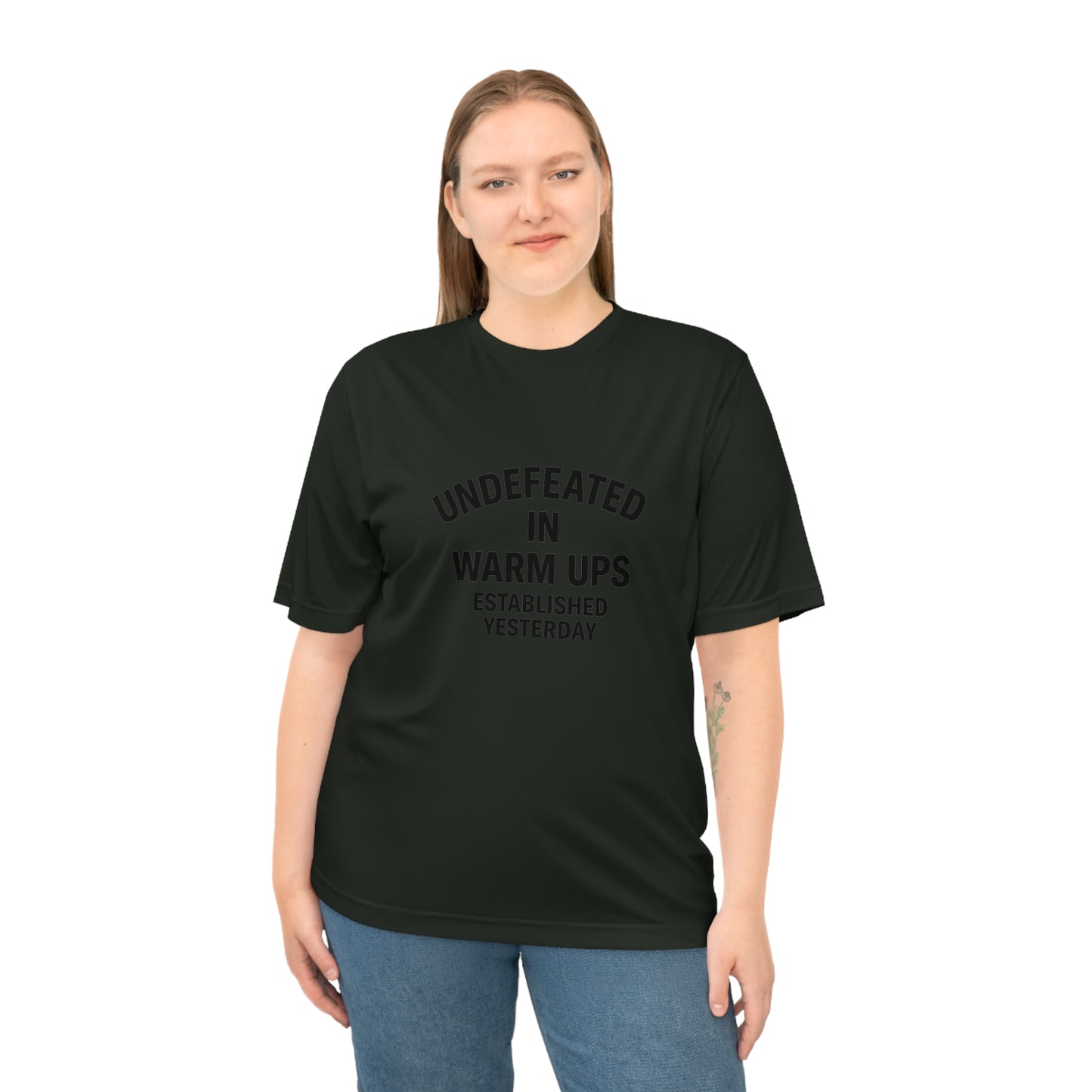 Performance Tee with Fun Quote, Gym Shirt, Undefeated T-shirt, Casual Workout Top, Gift for Fitness Enthusiasts