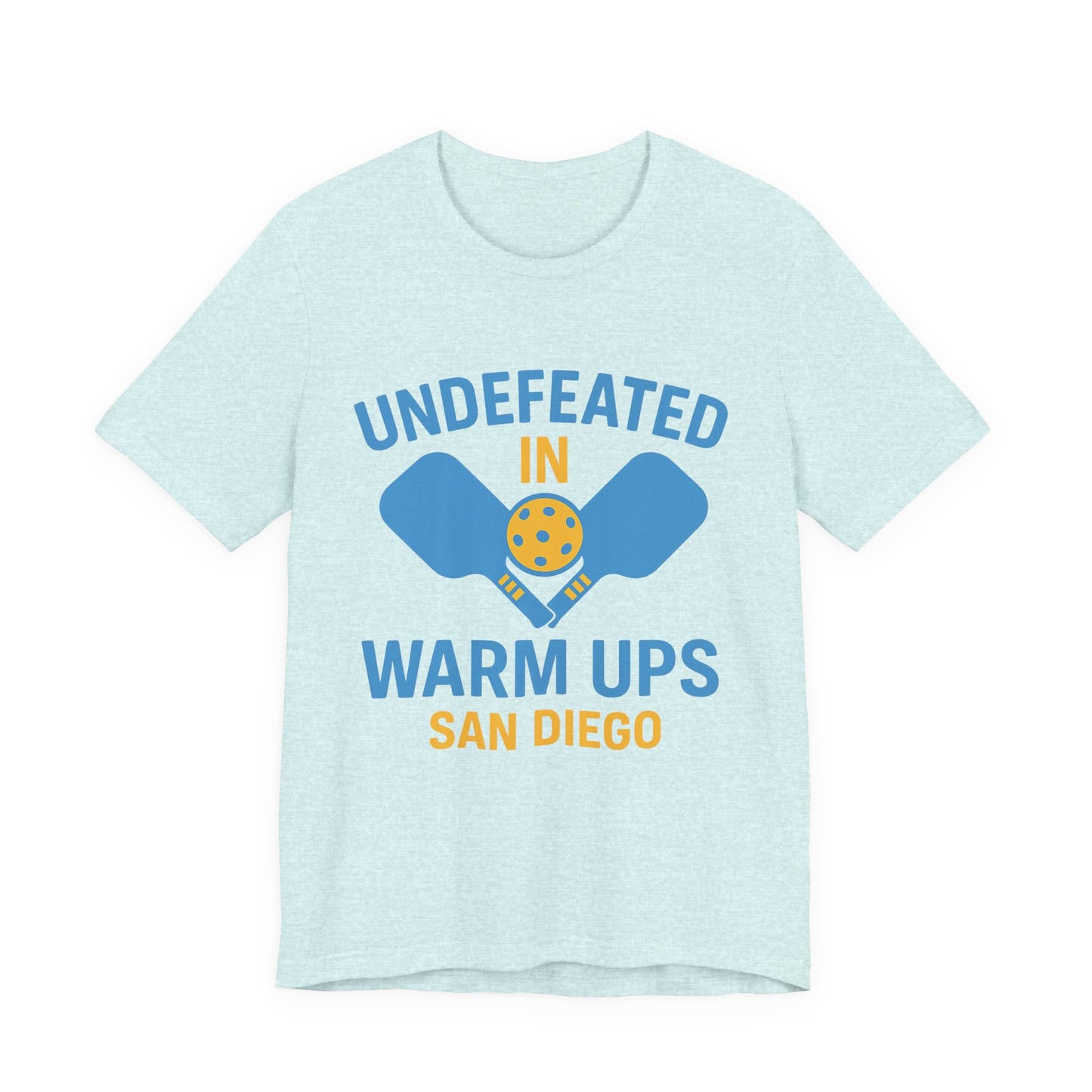 Unisex Pickleball Tee - Undefeated in Warm Ups, Sporty T-Shirt for Athletes, Fun Gift for Pickleball Lovers, Casual Wear, Team Tee