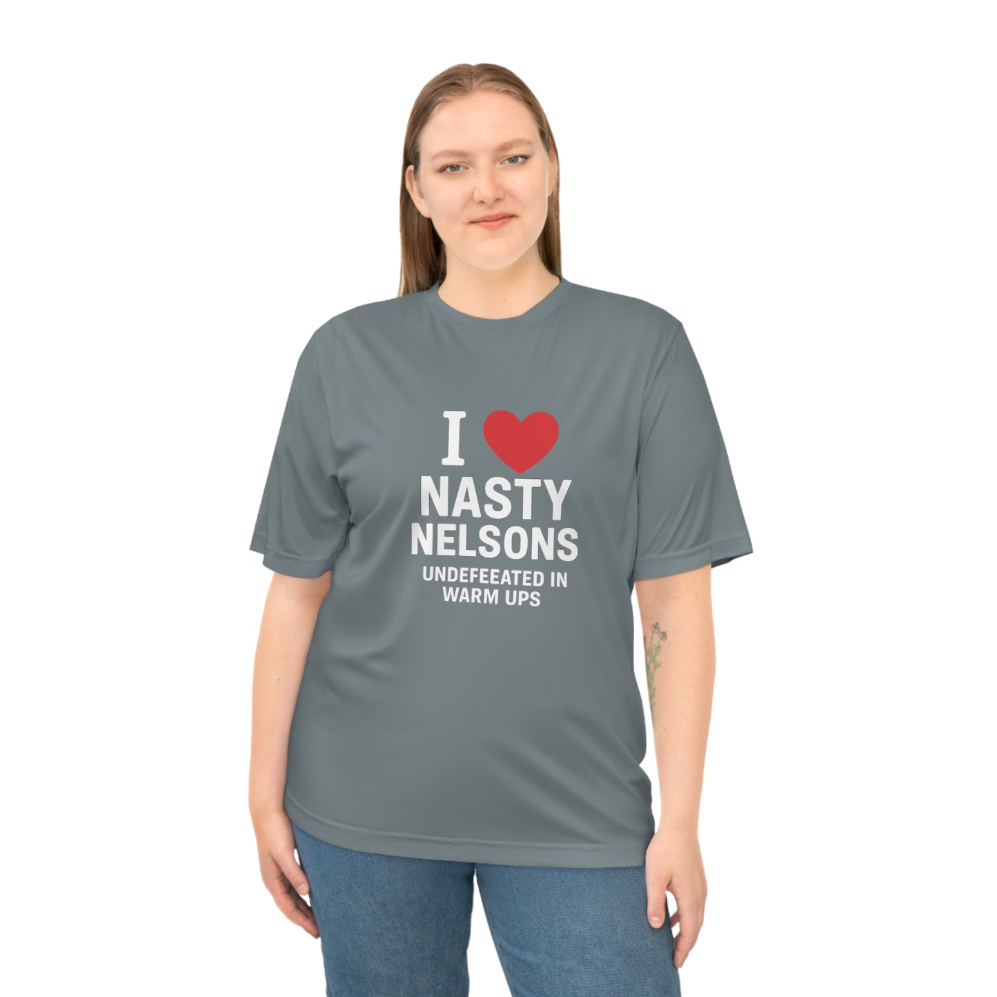 I Love Nasty Nelsons Performance T-Shirt, Unisex Workout Tee, Personalized Gym Shirt, Gift for Fitness Lovers, Funny T-Shirt, Casual Wear