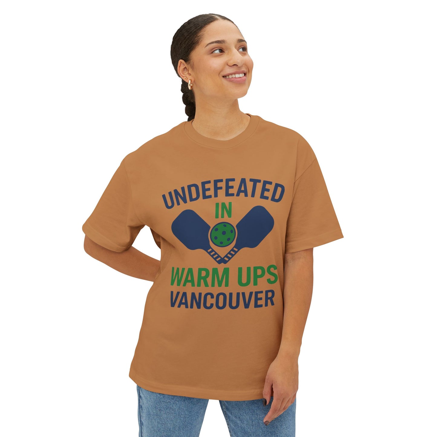 Copy of Copy of Undefeated in Warm Ups Tee - Unisex Oversized Boxy T-Shirt, Pickleball Apparel, Sporty Gift, Summer Style, Casual Wear, Outdoor Activities