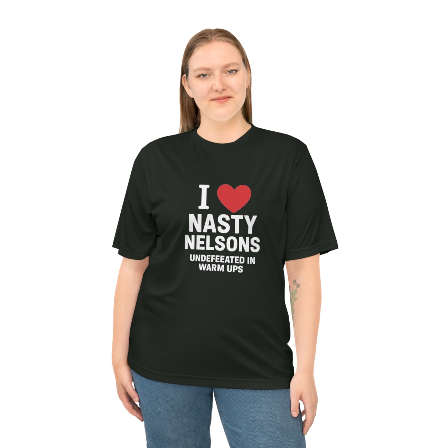 I Love Nasty Nelsons Performance T-Shirt, Unisex Workout Tee, Personalized Gym Shirt, Gift for Fitness Lovers, Funny T-Shirt, Casual Wear