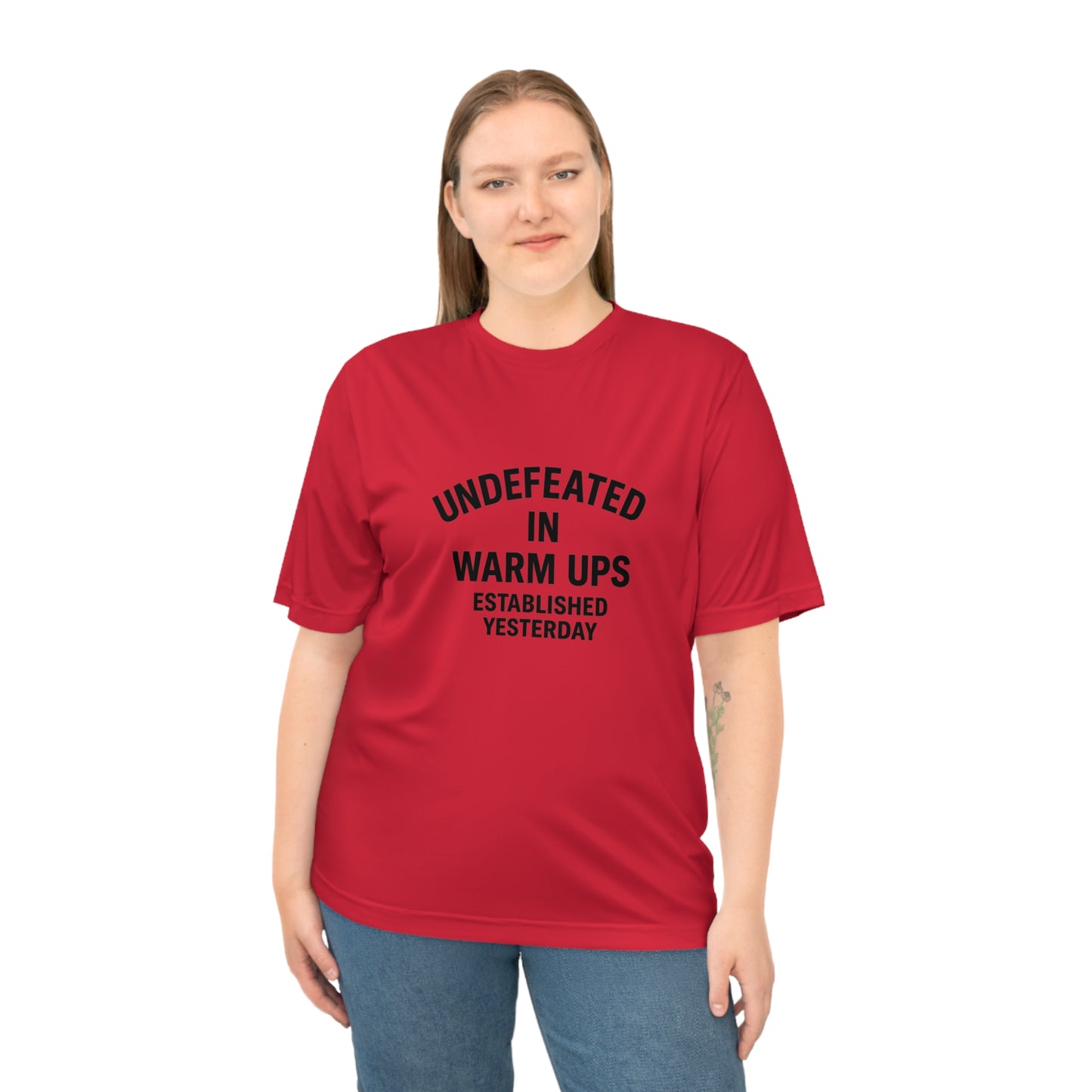 Performance Tee with Fun Quote, Gym Shirt, Undefeated T-shirt, Casual Workout Top, Gift for Fitness Enthusiasts