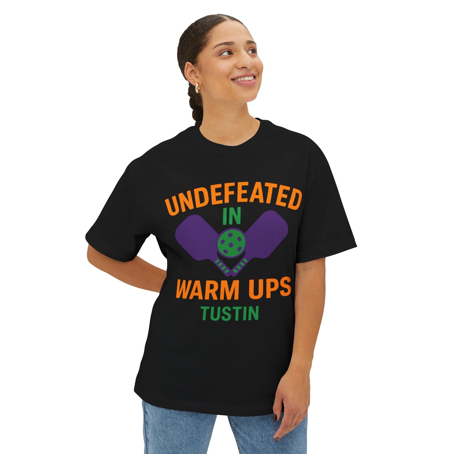 Copy of Undefeated in Warm Ups Tee - Unisex Oversized Boxy T-Shirt, Pickleball Apparel, Sporty Gift, Summer Style, Casual Wear, Outdoor Activities