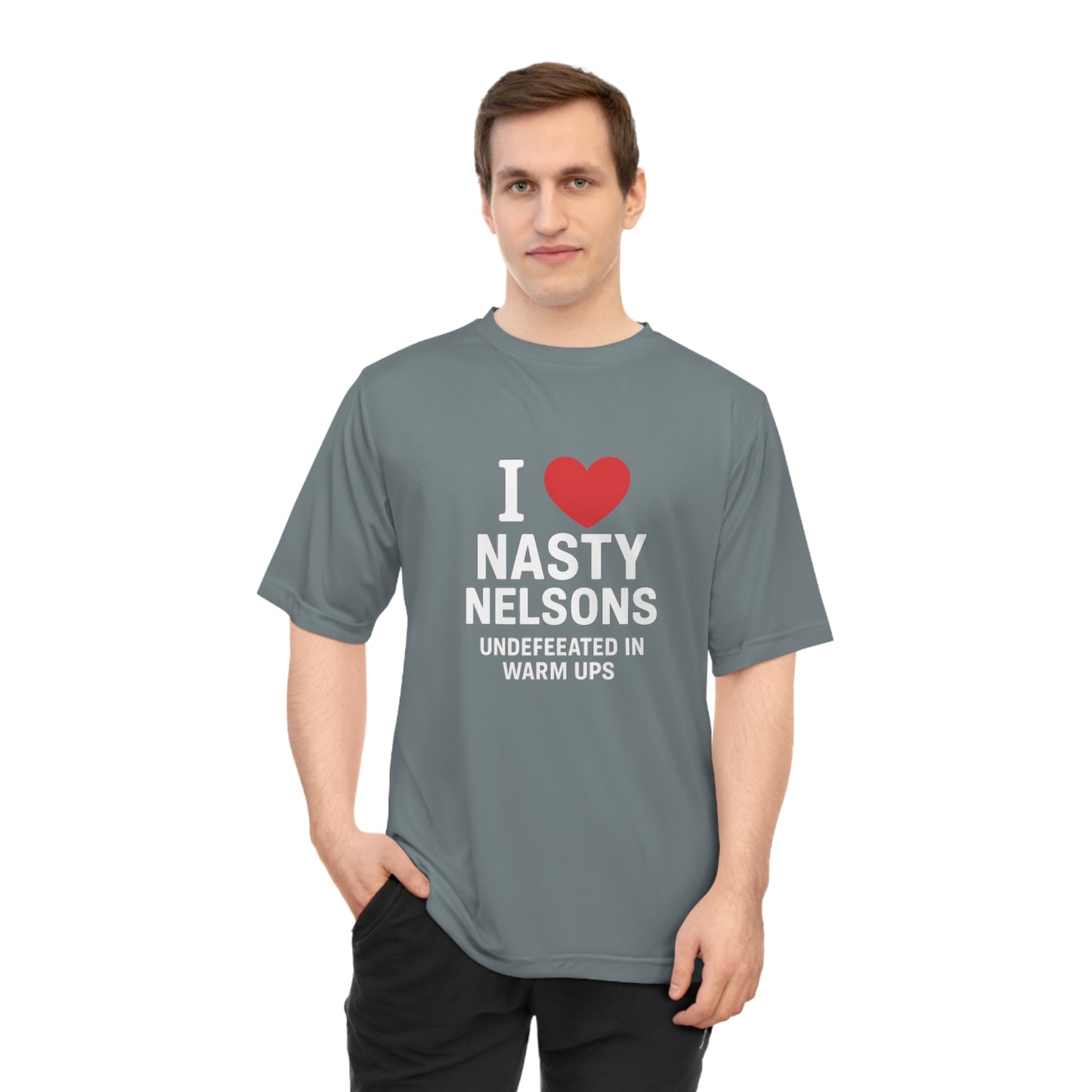 I Love Nasty Nelsons Performance T-Shirt, Unisex Workout Tee, Personalized Gym Shirt, Gift for Fitness Lovers, Funny T-Shirt, Casual Wear