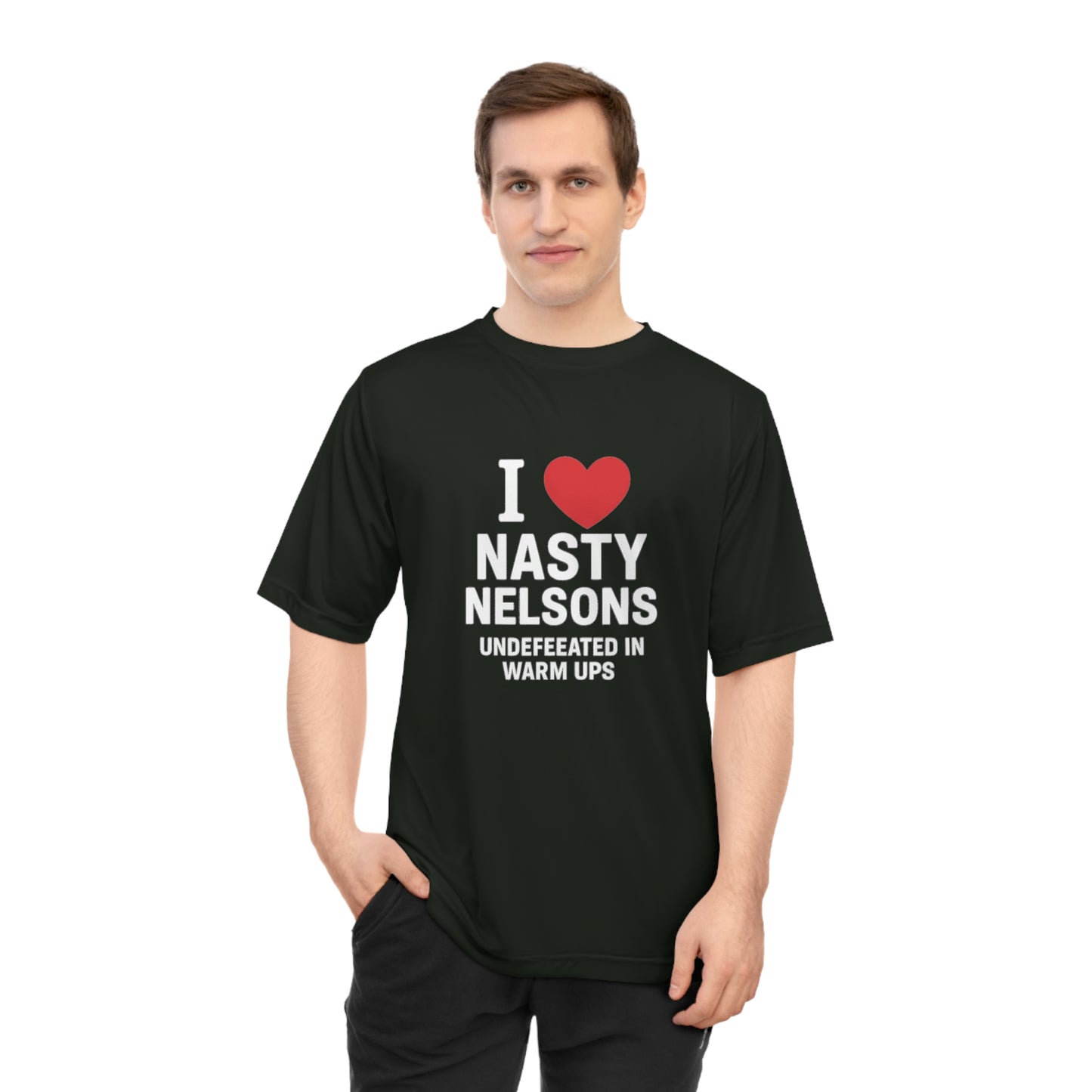I Love Nasty Nelsons Performance T-Shirt, Unisex Workout Tee, Personalized Gym Shirt, Gift for Fitness Lovers, Funny T-Shirt, Casual Wear