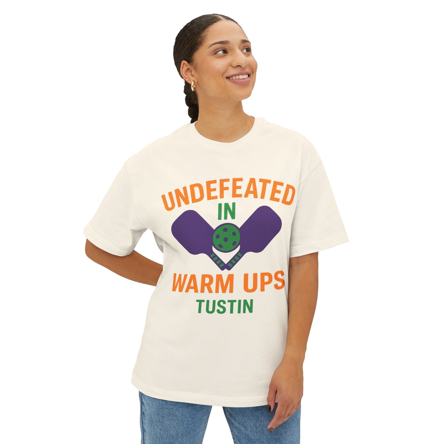 Copy of Undefeated in Warm Ups Tee - Unisex Oversized Boxy T-Shirt, Pickleball Apparel, Sporty Gift, Summer Style, Casual Wear, Outdoor Activities