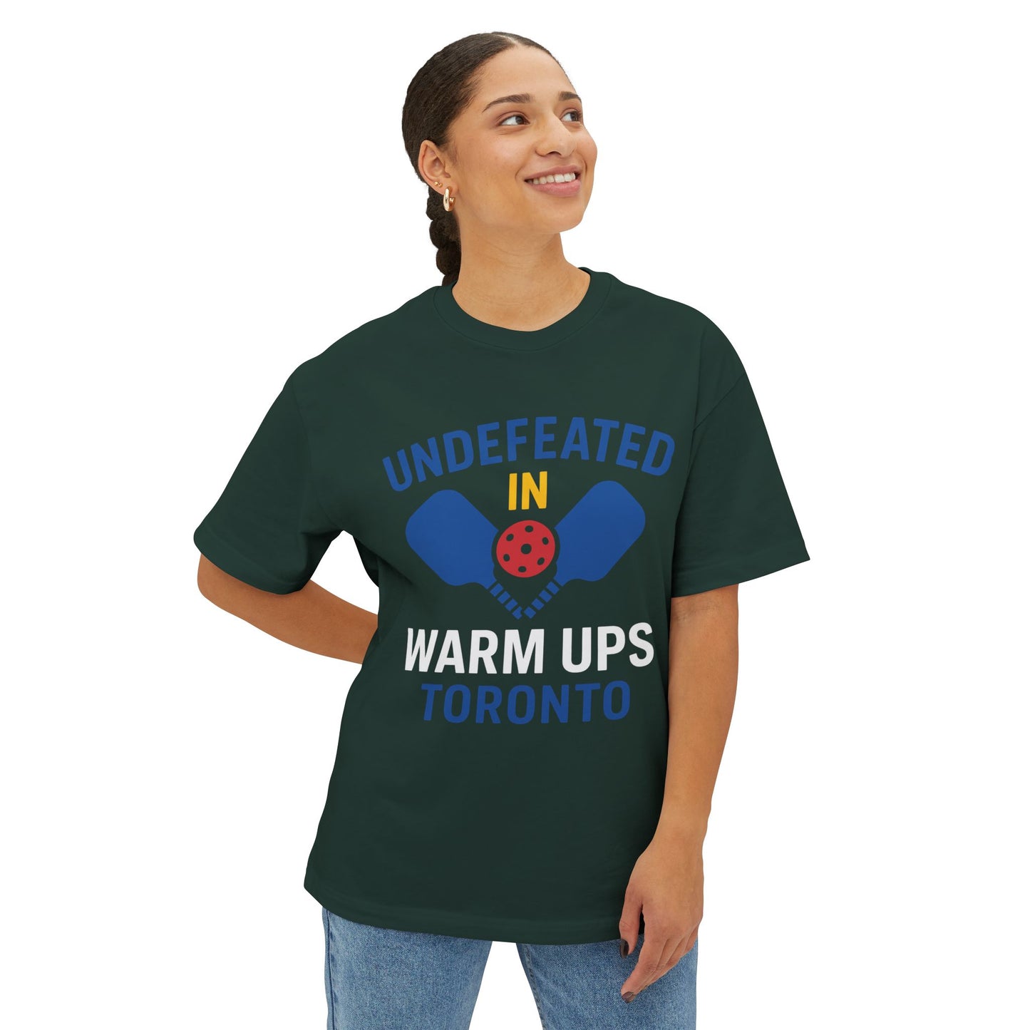 Copy of Copy of Copy of Undefeated in Warm Ups Tee - Unisex Oversized Boxy T-Shirt, Pickleball Apparel, Sporty Gift, Summer Style, Casual Wear, Outdoor Activities