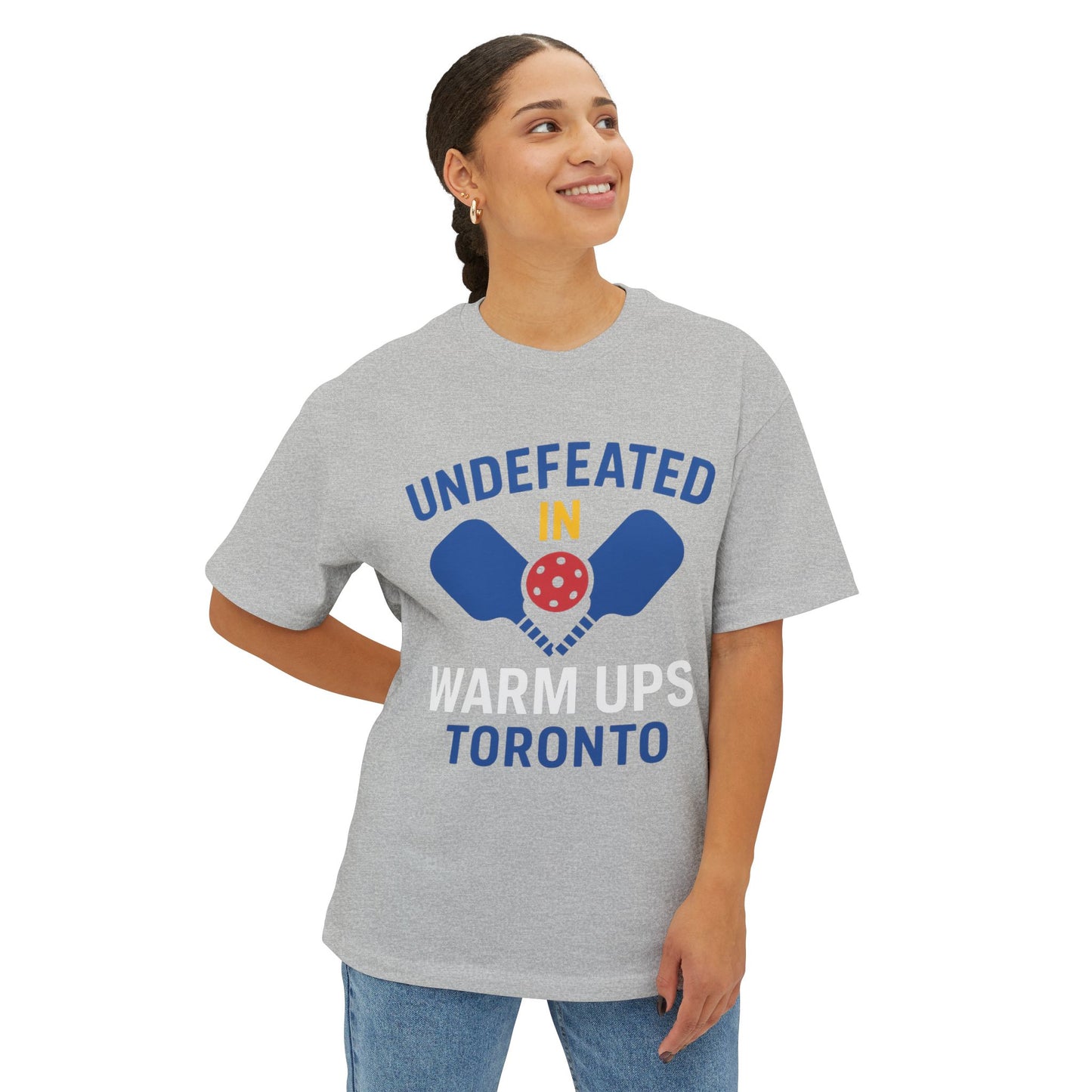 Copy of Copy of Copy of Undefeated in Warm Ups Tee - Unisex Oversized Boxy T-Shirt, Pickleball Apparel, Sporty Gift, Summer Style, Casual Wear, Outdoor Activities
