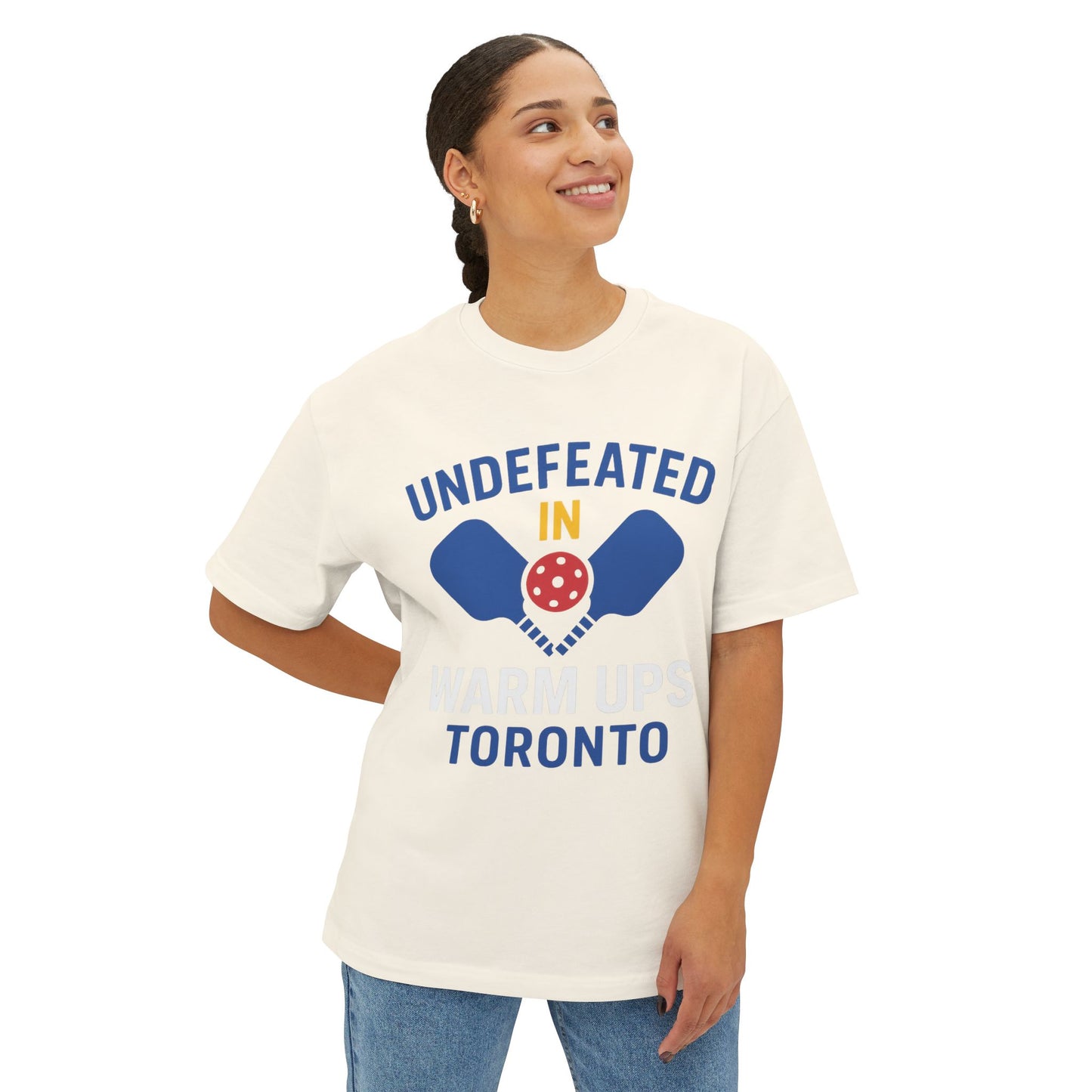 Copy of Copy of Copy of Undefeated in Warm Ups Tee - Unisex Oversized Boxy T-Shirt, Pickleball Apparel, Sporty Gift, Summer Style, Casual Wear, Outdoor Activities