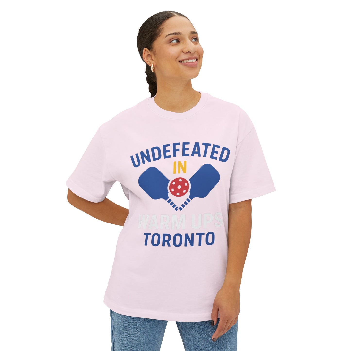 Copy of Copy of Copy of Undefeated in Warm Ups Tee - Unisex Oversized Boxy T-Shirt, Pickleball Apparel, Sporty Gift, Summer Style, Casual Wear, Outdoor Activities