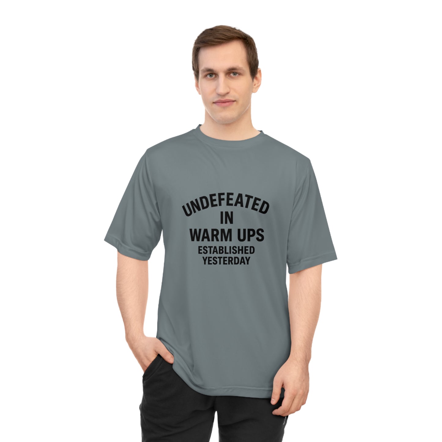 Performance Tee with Fun Quote, Gym Shirt, Undefeated T-shirt, Casual Workout Top, Gift for Fitness Enthusiasts