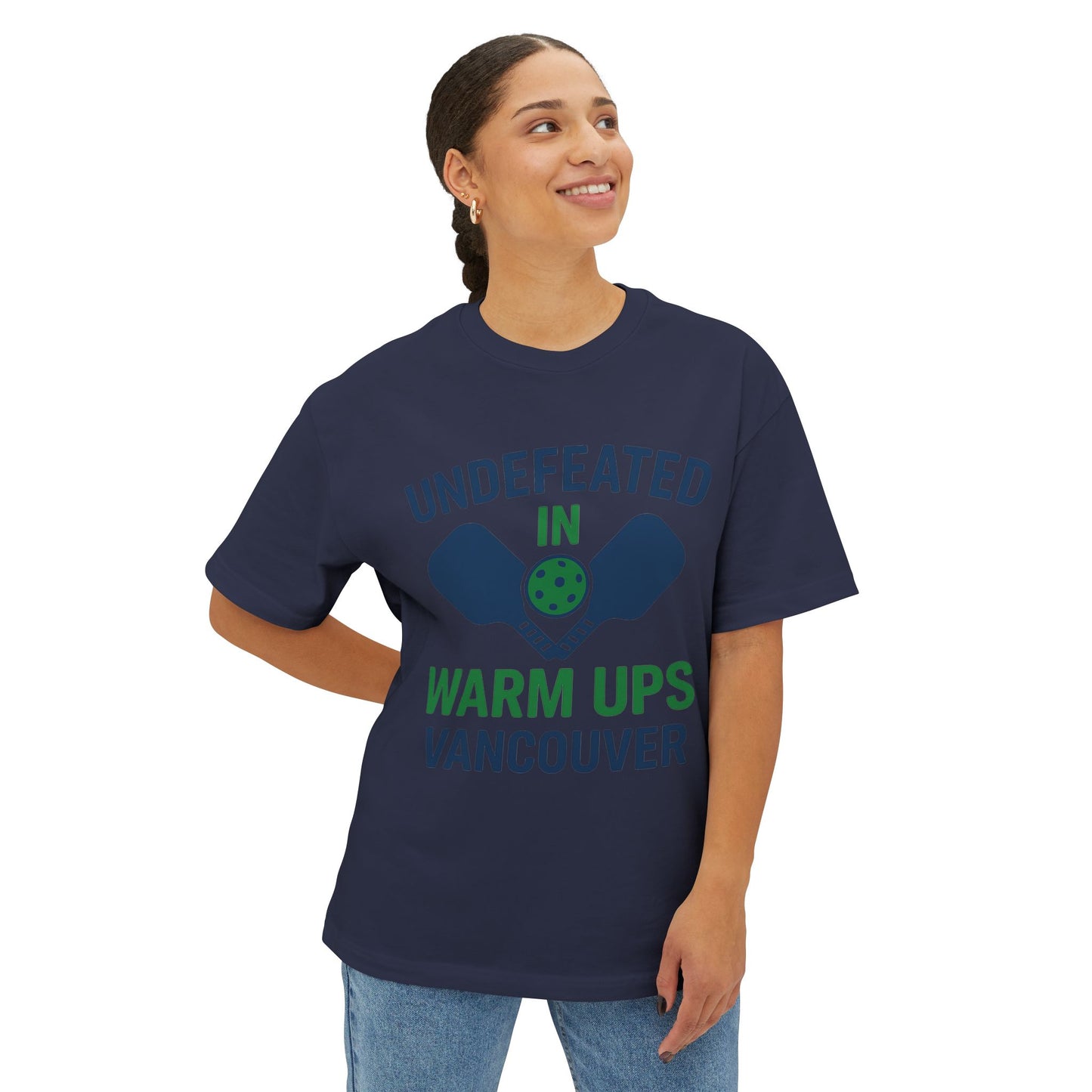 Copy of Copy of Undefeated in Warm Ups Tee - Unisex Oversized Boxy T-Shirt, Pickleball Apparel, Sporty Gift, Summer Style, Casual Wear, Outdoor Activities