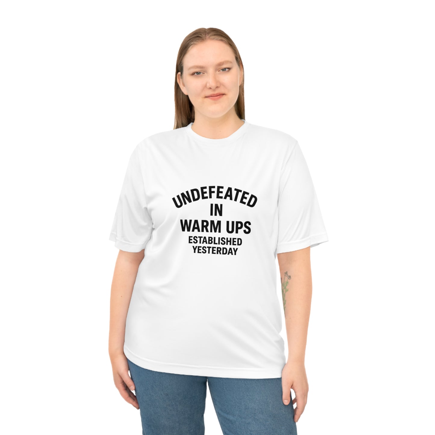 Performance Tee with Fun Quote, Gym Shirt, Undefeated T-shirt, Casual Workout Top, Gift for Fitness Enthusiasts