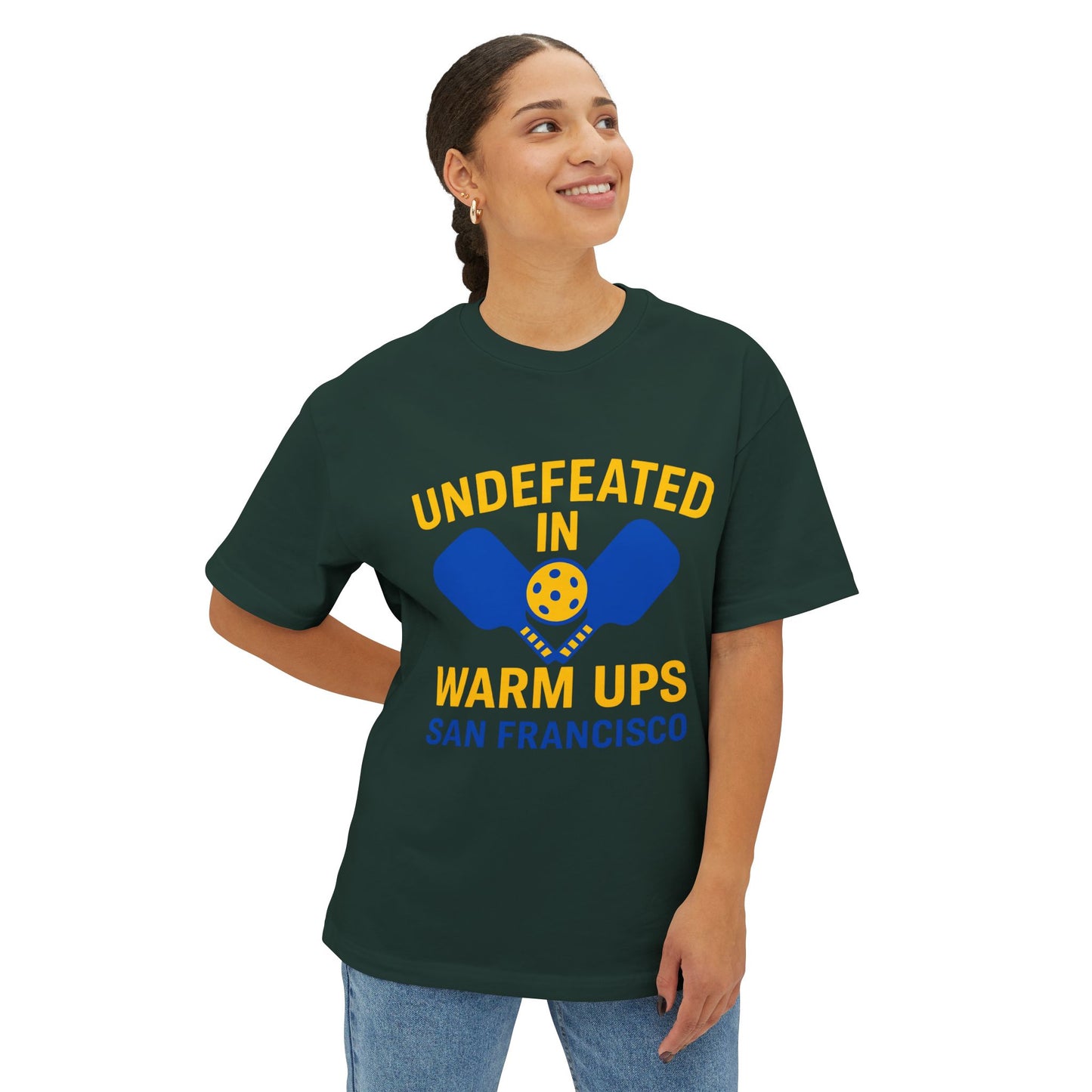 Copy of Copy of Undefeated in Warm Ups Tee - Unisex Oversized Boxy T-Shirt, Pickleball Apparel, Sporty Gift, Summer Style, Casual Wear, Outdoor Activities