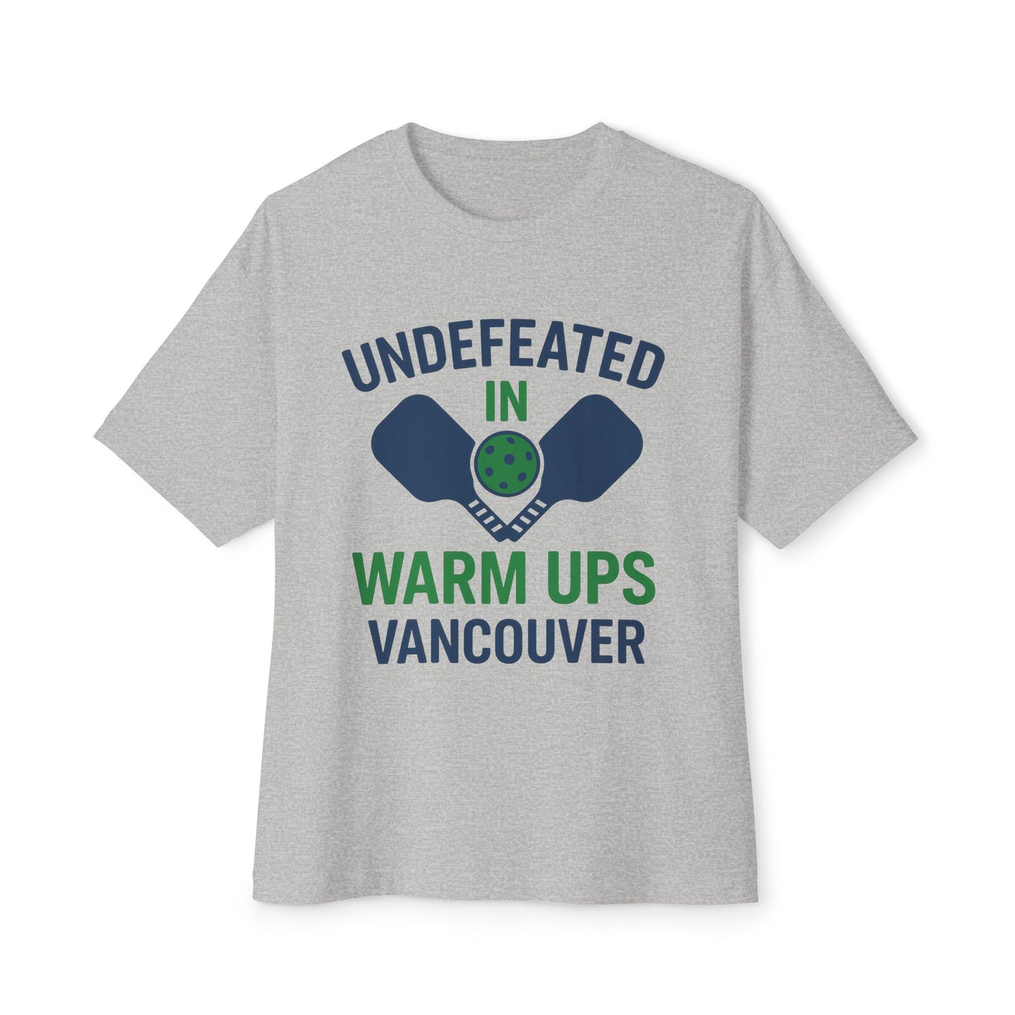 Copy of Copy of Undefeated in Warm Ups Tee - Unisex Oversized Boxy T-Shirt, Pickleball Apparel, Sporty Gift, Summer Style, Casual Wear, Outdoor Activities