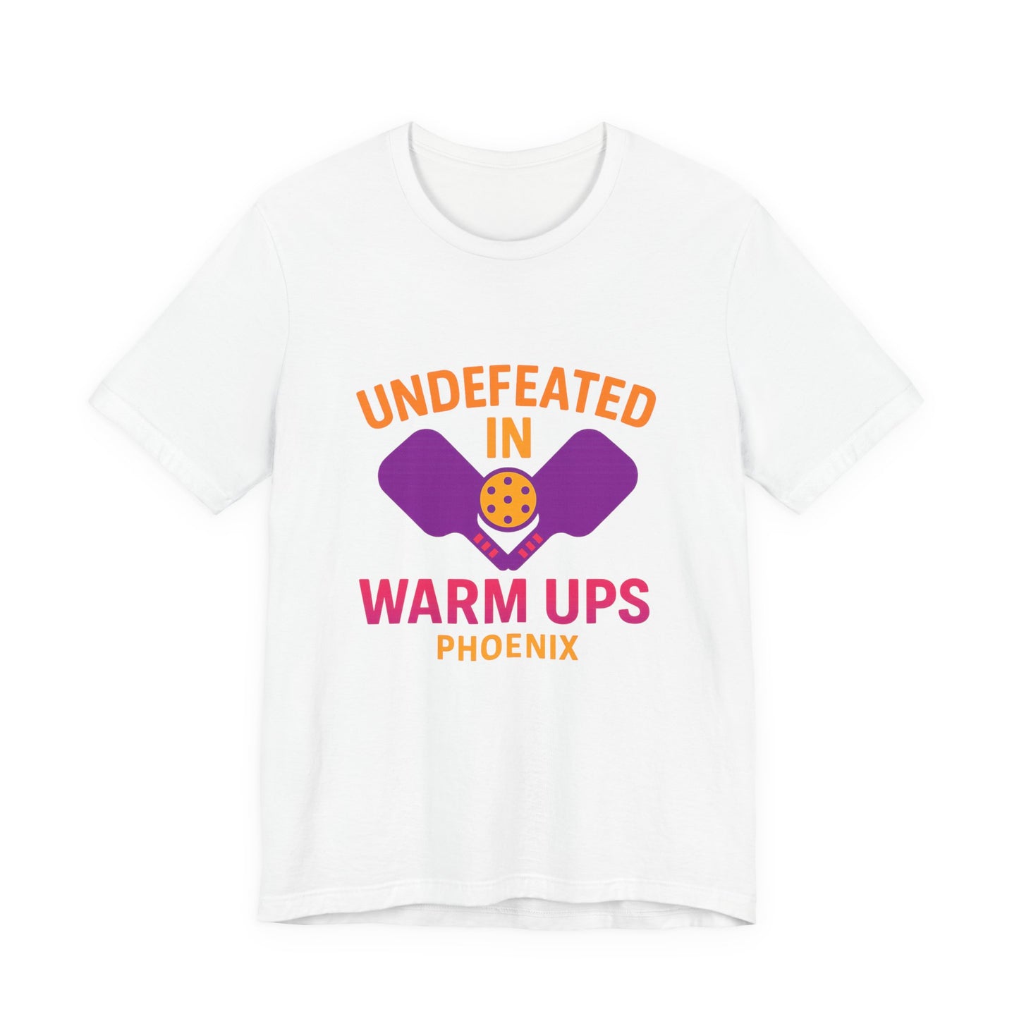 Undefeated in Warm Ups Tee, Fun Sports Shirt, Gift for Coaches, Unisex Team Apparel, Gymwear, Workout Top