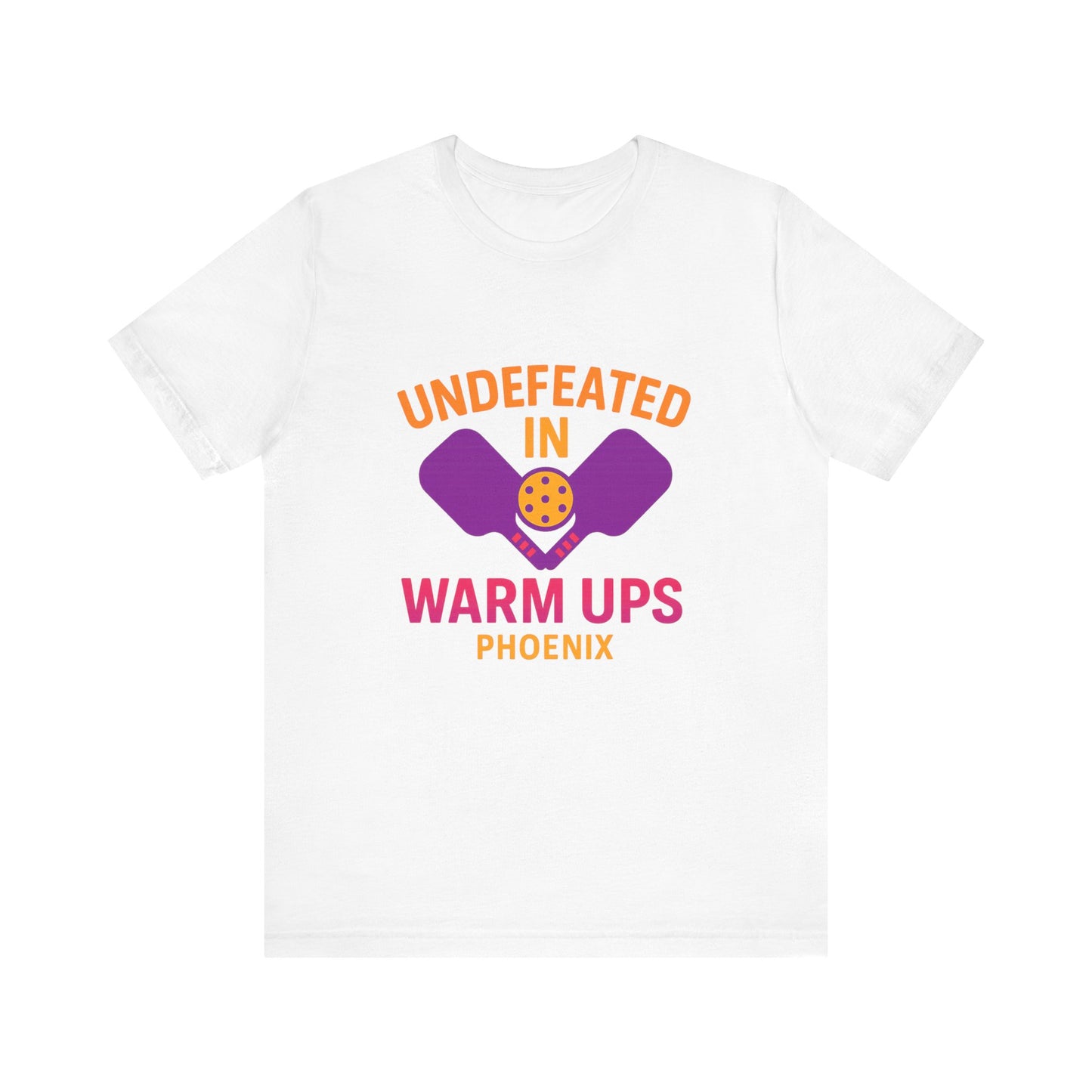Undefeated in Warm Ups Tee, Fun Sports Shirt, Gift for Coaches, Unisex Team Apparel, Gymwear, Workout Top