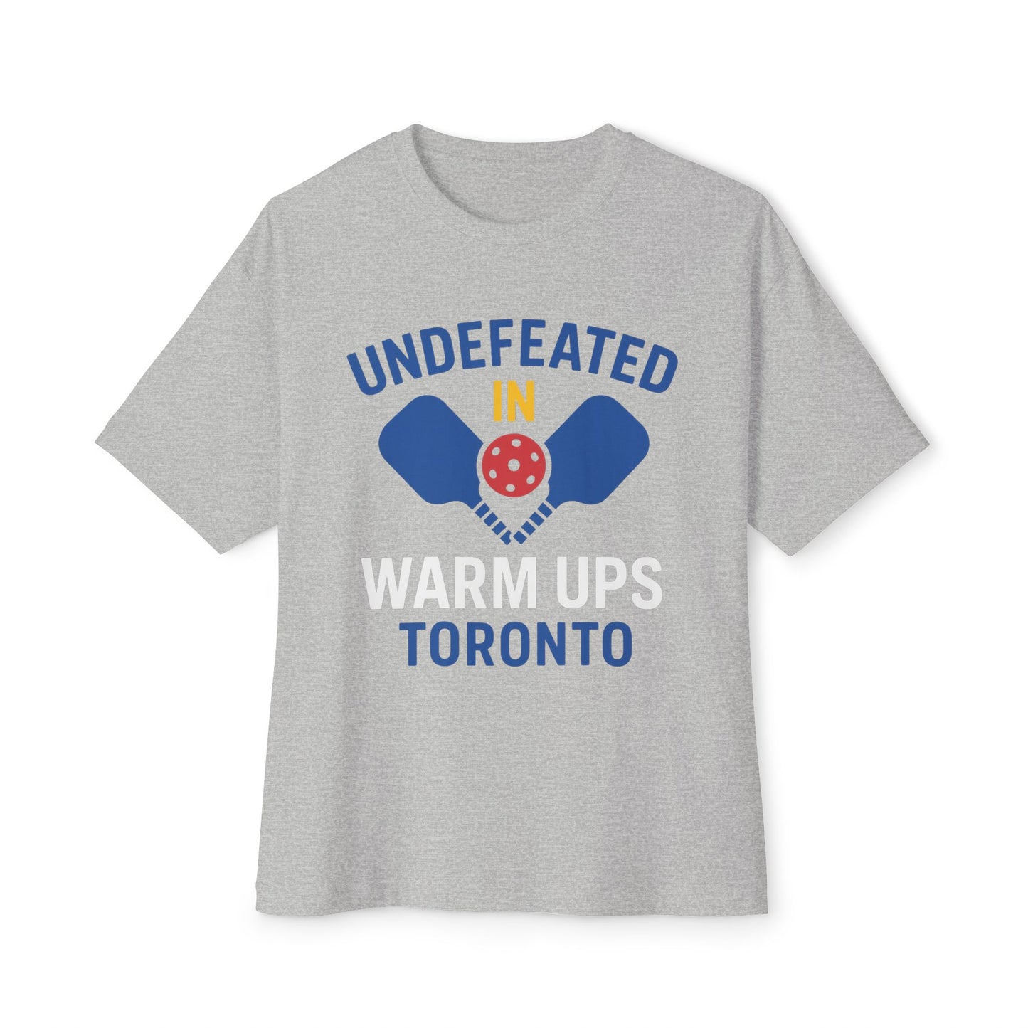 Copy of Copy of Copy of Undefeated in Warm Ups Tee - Unisex Oversized Boxy T-Shirt, Pickleball Apparel, Sporty Gift, Summer Style, Casual Wear, Outdoor Activities