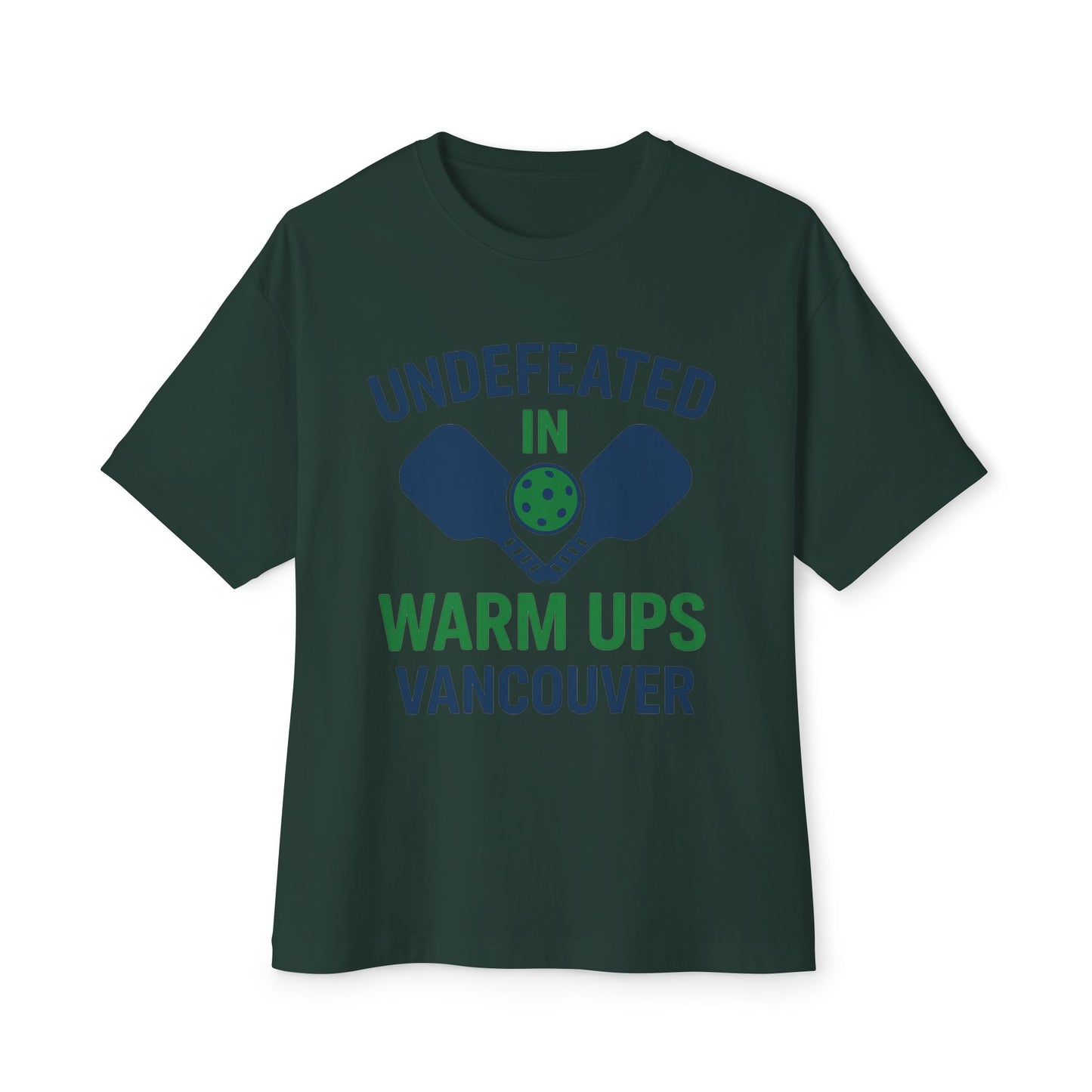 Copy of Copy of Undefeated in Warm Ups Tee - Unisex Oversized Boxy T-Shirt, Pickleball Apparel, Sporty Gift, Summer Style, Casual Wear, Outdoor Activities