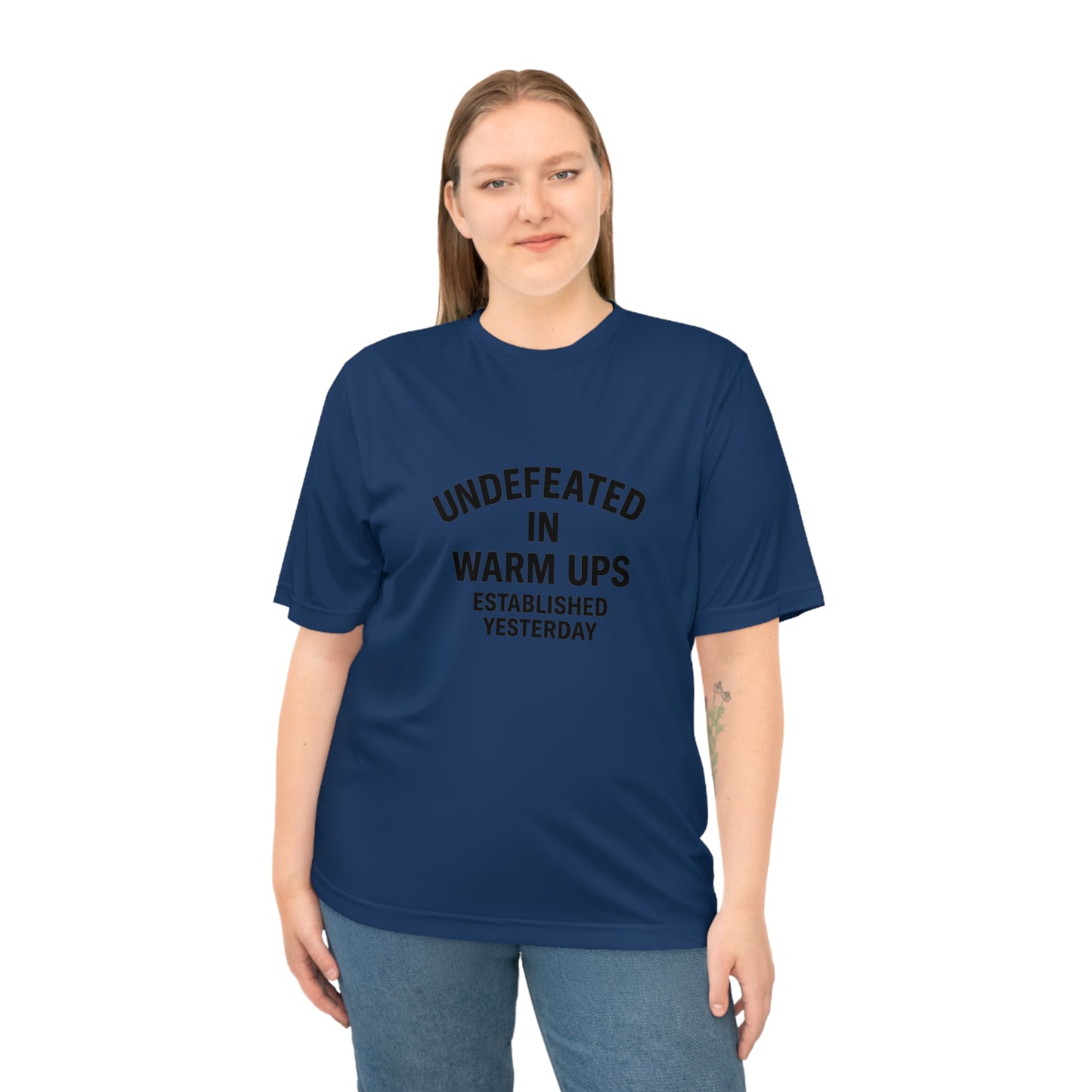 Performance Tee with Fun Quote, Gym Shirt, Undefeated T-shirt, Casual Workout Top, Gift for Fitness Enthusiasts