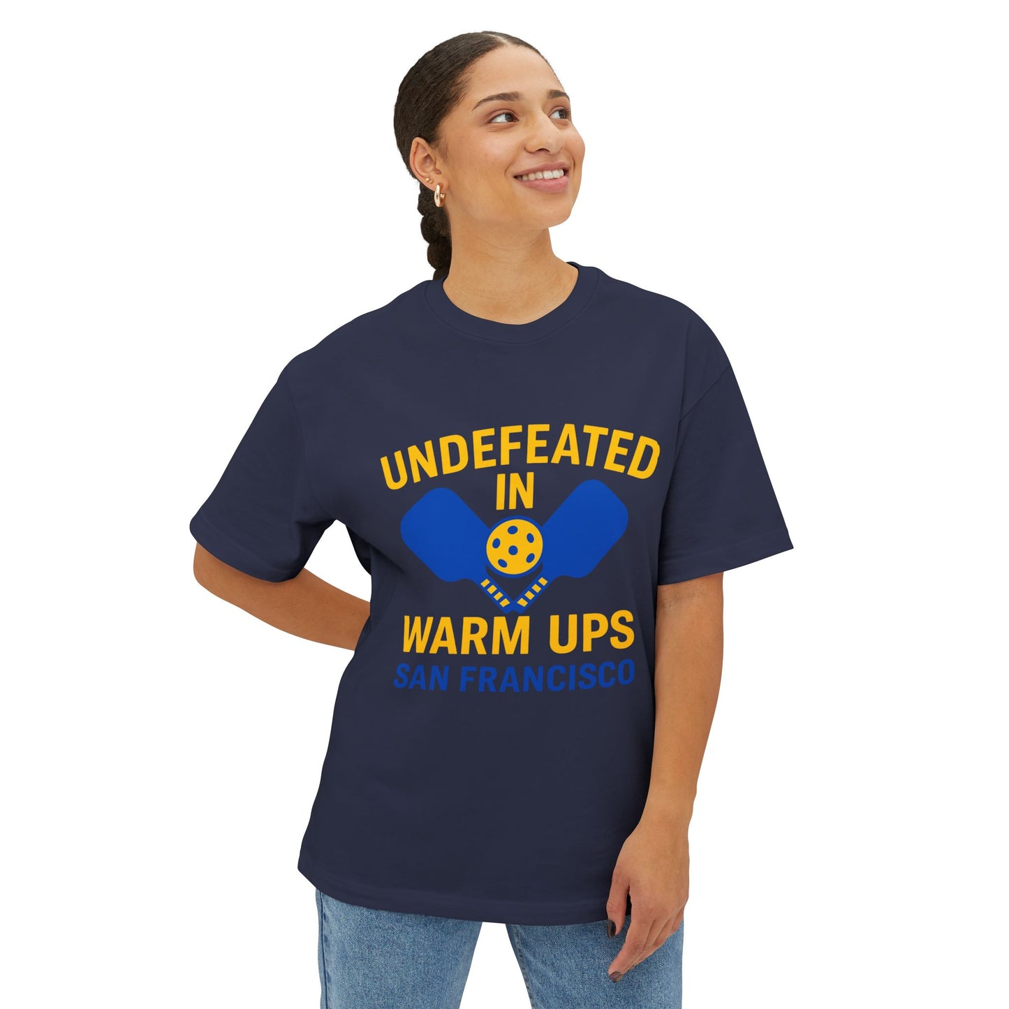 Copy of Copy of Undefeated in Warm Ups Tee - Unisex Oversized Boxy T-Shirt, Pickleball Apparel, Sporty Gift, Summer Style, Casual Wear, Outdoor Activities