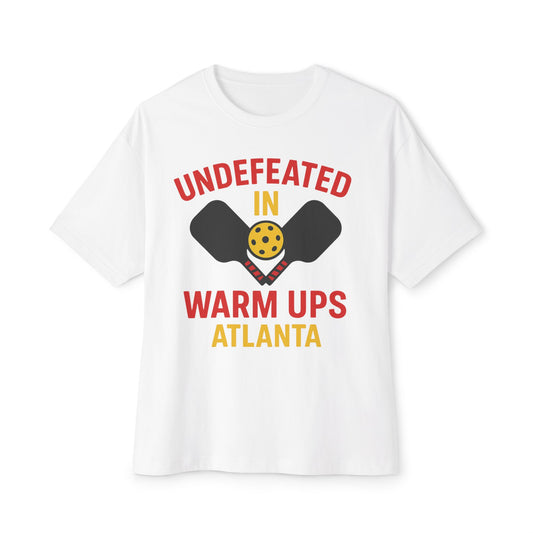 Undefeated in Warm Ups Tee - Unisex Oversized Boxy T-Shirt, Pickleball Apparel, Sporty Gift, Summer Style, Casual Wear, Outdoor Activities