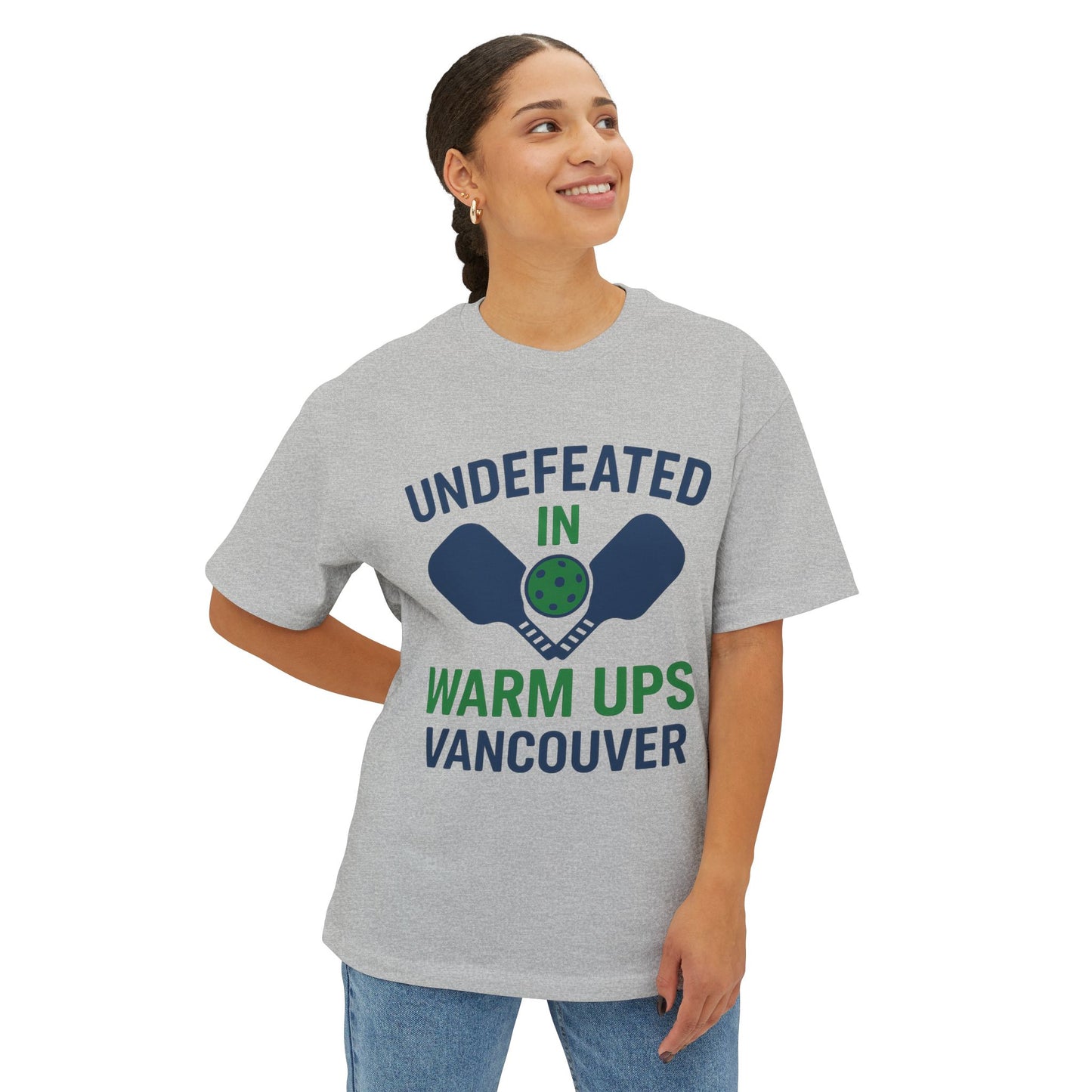 Copy of Copy of Undefeated in Warm Ups Tee - Unisex Oversized Boxy T-Shirt, Pickleball Apparel, Sporty Gift, Summer Style, Casual Wear, Outdoor Activities