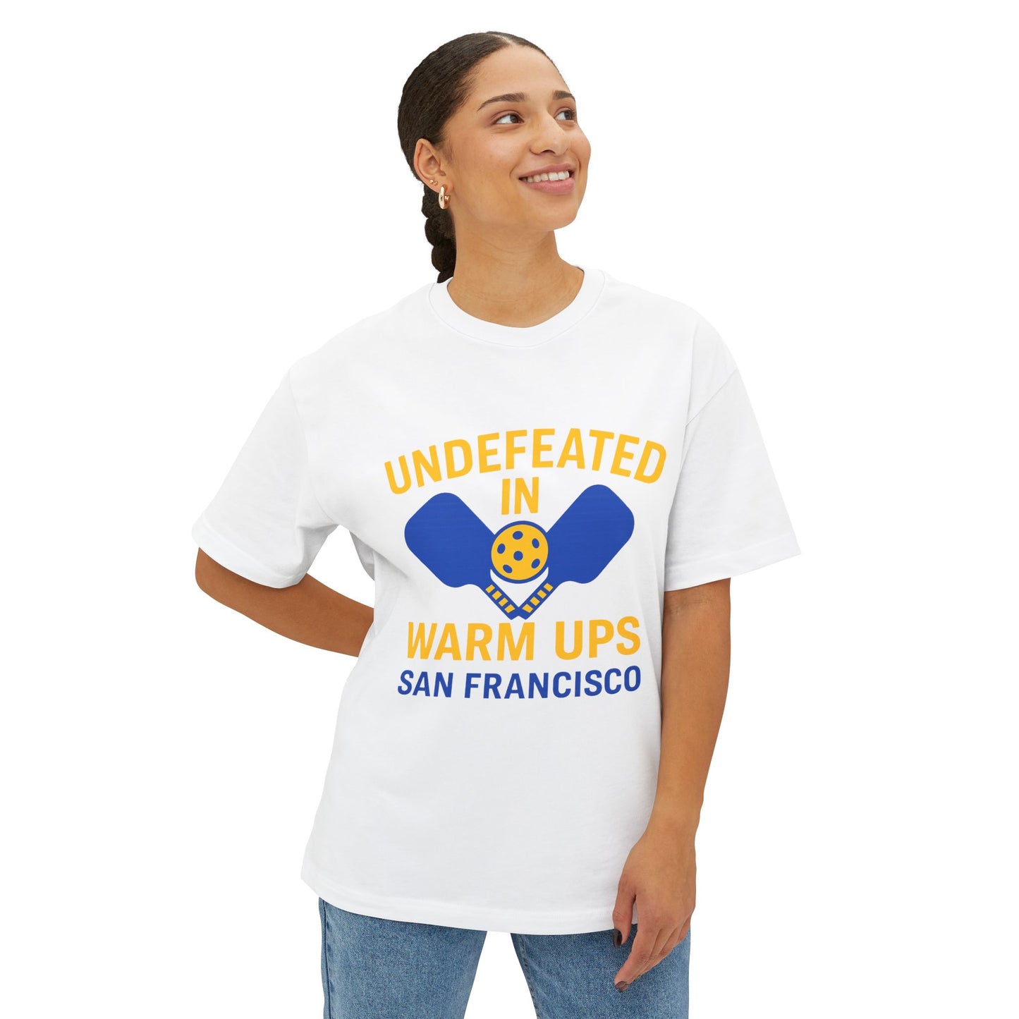 Copy of Copy of Undefeated in Warm Ups Tee - Unisex Oversized Boxy T-Shirt, Pickleball Apparel, Sporty Gift, Summer Style, Casual Wear, Outdoor Activities