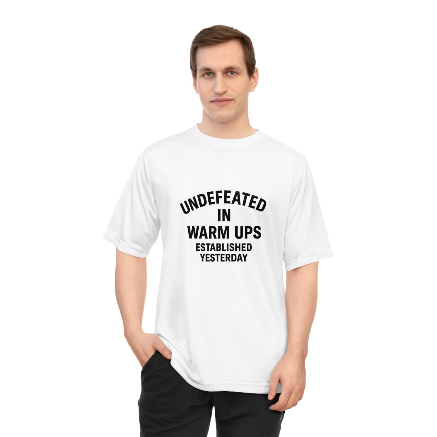 Performance Tee with Fun Quote, Gym Shirt, Undefeated T-shirt, Casual Workout Top, Gift for Fitness Enthusiasts