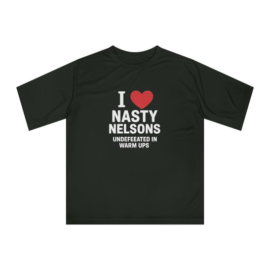 I Love Nasty Nelsons Performance T-Shirt, Unisex Workout Tee, Personalized Gym Shirt, Gift for Fitness Lovers, Funny T-Shirt, Casual Wear