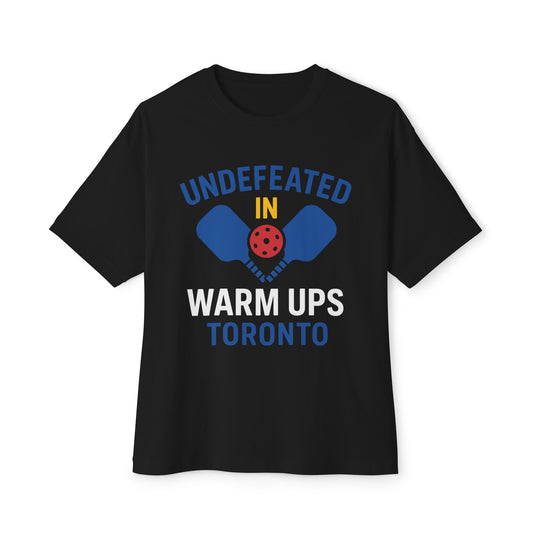 Copy of Copy of Copy of Undefeated in Warm Ups Tee - Unisex Oversized Boxy T-Shirt, Pickleball Apparel, Sporty Gift, Summer Style, Casual Wear, Outdoor Activities