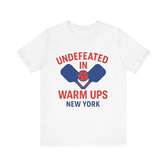 Undefeated in Warm Ups Tee - Unisex Jersey Short Sleeve T-Shirt, Sports Fan Apparel, Perfect for Gifts, Casual Wear, Team Pride