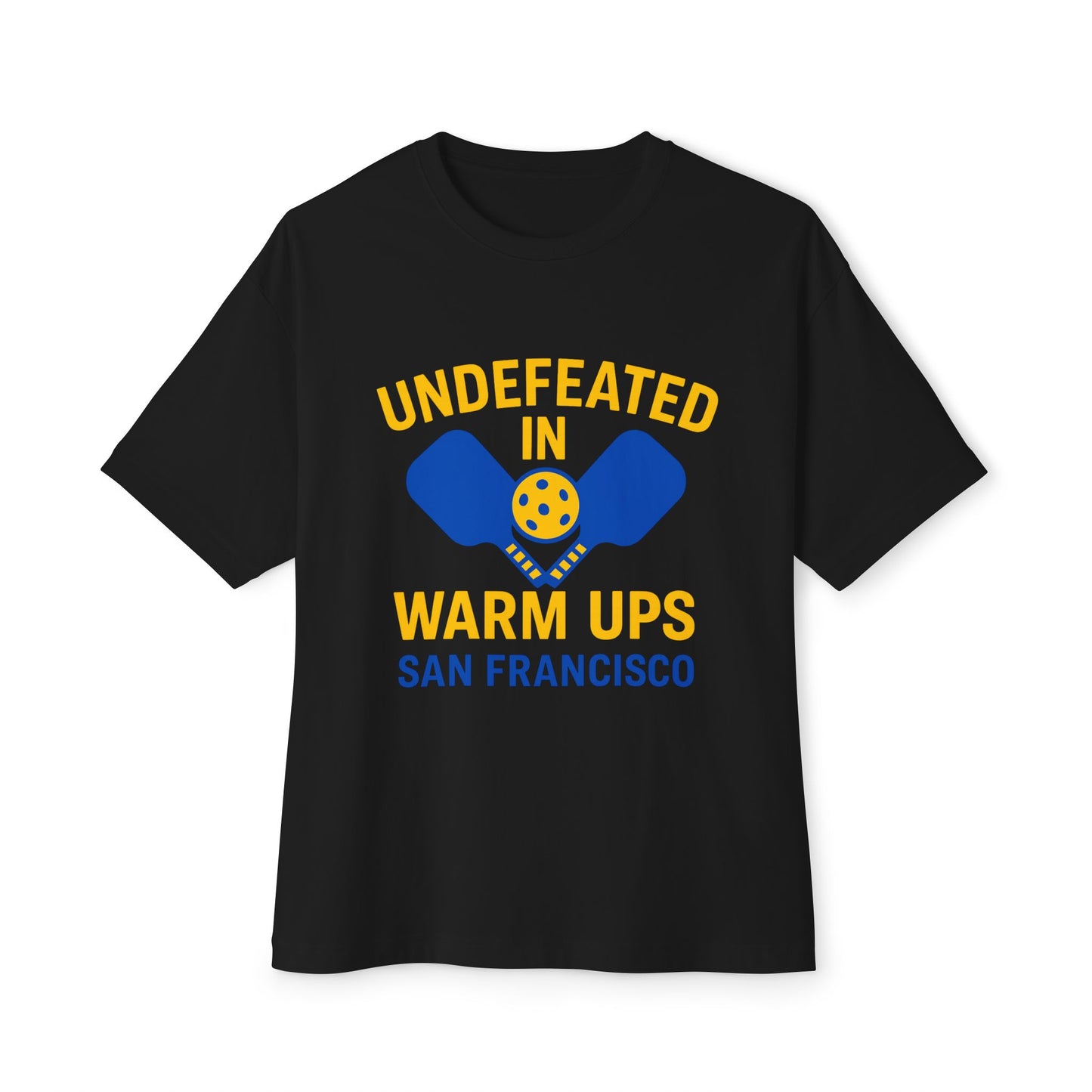 Copy of Copy of Undefeated in Warm Ups Tee - Unisex Oversized Boxy T-Shirt, Pickleball Apparel, Sporty Gift, Summer Style, Casual Wear, Outdoor Activities